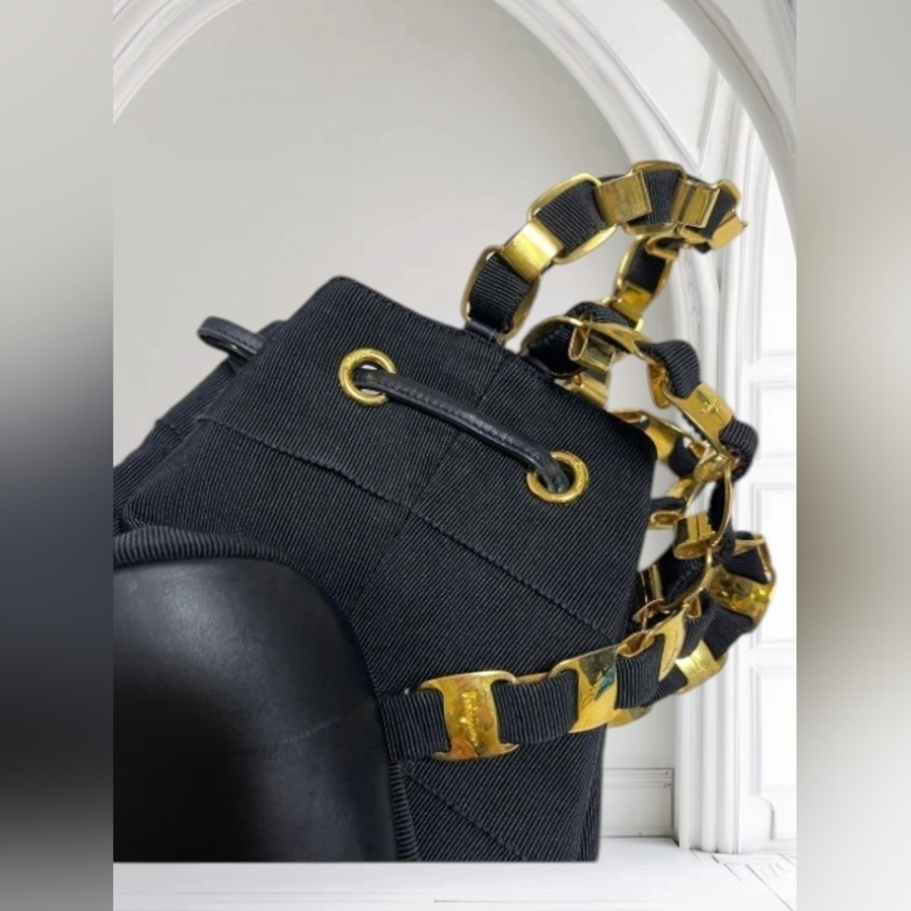 Salvatore Ferragamo Black Vara Backpack Gold Chain - Picture 5 of 16